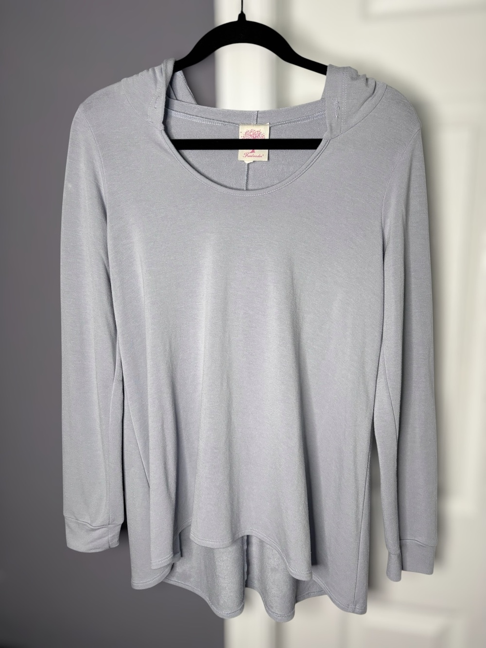 Freeloader Gray Hooded Sweatshirt Long Sleeve Round Neck Size Large